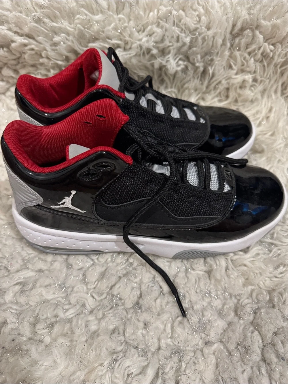 Jordan Black Patent Leather Sneakers with Red Lining